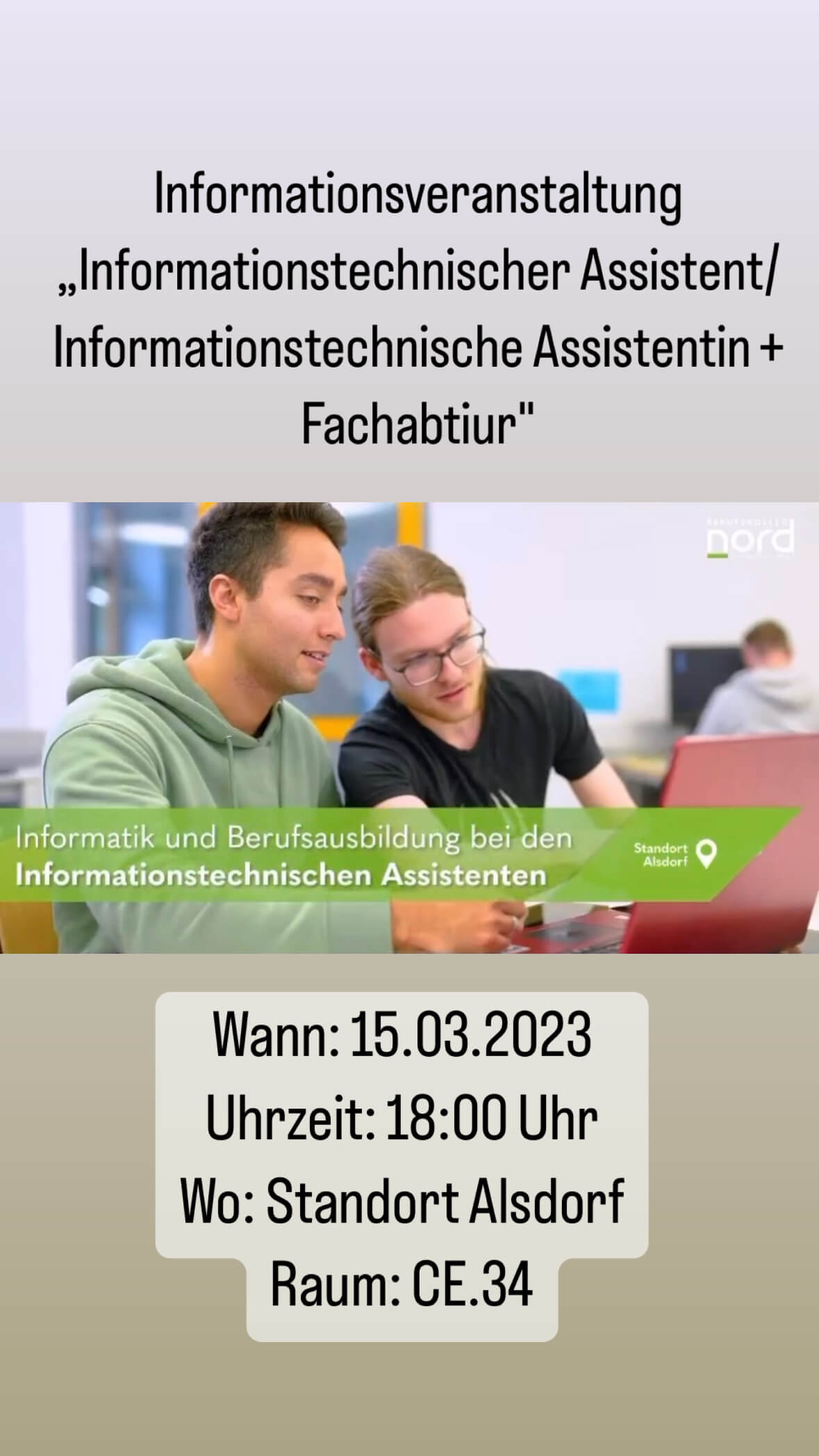 Read more about the article Infoveranstaltung: Informationstechnische Assistentin/Informationstechnischer Assistent + Fachabitur – Standort Alsdorf