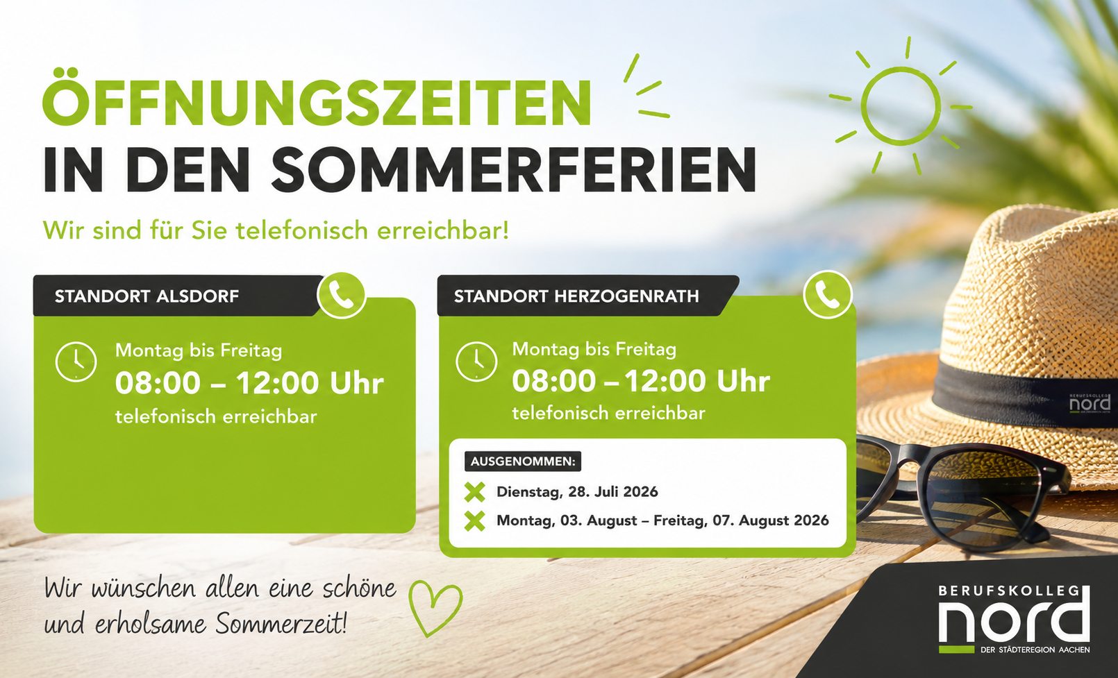 Mehr über den Artikel erfahren Öffnungszeiten der Sekretariate in den Sommerferien